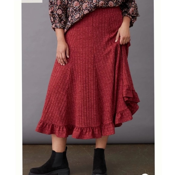 Anthropologie Dresses & Skirts - Anthropologie Pauline cranberry sweater skirt
